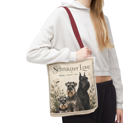 Schnauzer Love Tote Bag — Illustrated Dog Portraits, Miniature Standard Giant