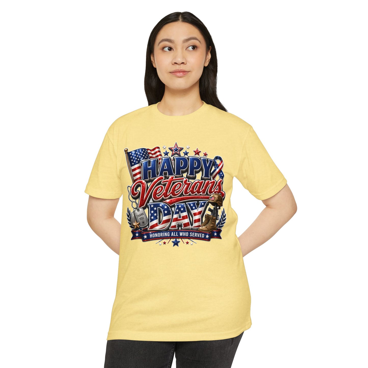 Veterans Day T-Shirt - "Happy Veterans Day" Patriotic Military Tribute Tee