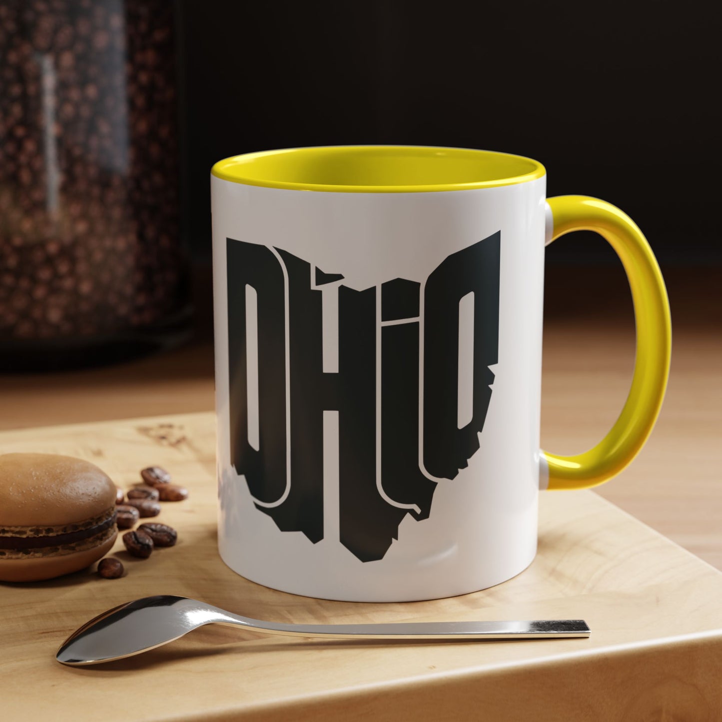 Ohio State Outline Accent Coffee Mug – Black Handle & Interior