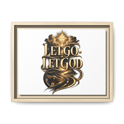 Let Go, Let God Framed Canvas Wall Art — Inspirational Christian Decor