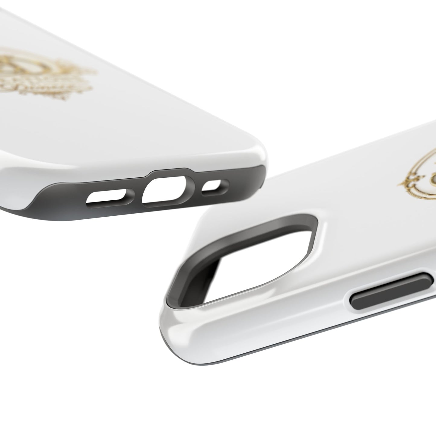 Magnetic Impact-Resistant Phone Case — Gold Floral Crest Logo