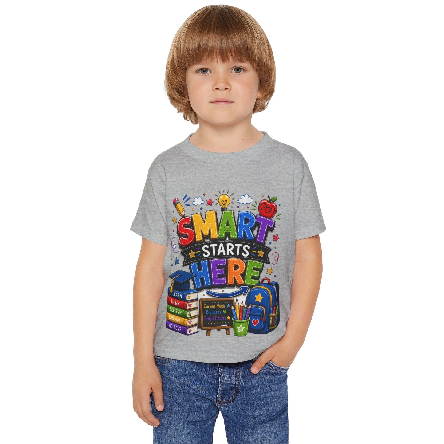 Toddler T-Shirt - "Smart Starts Here" Back-to-School Schoolhouse Design