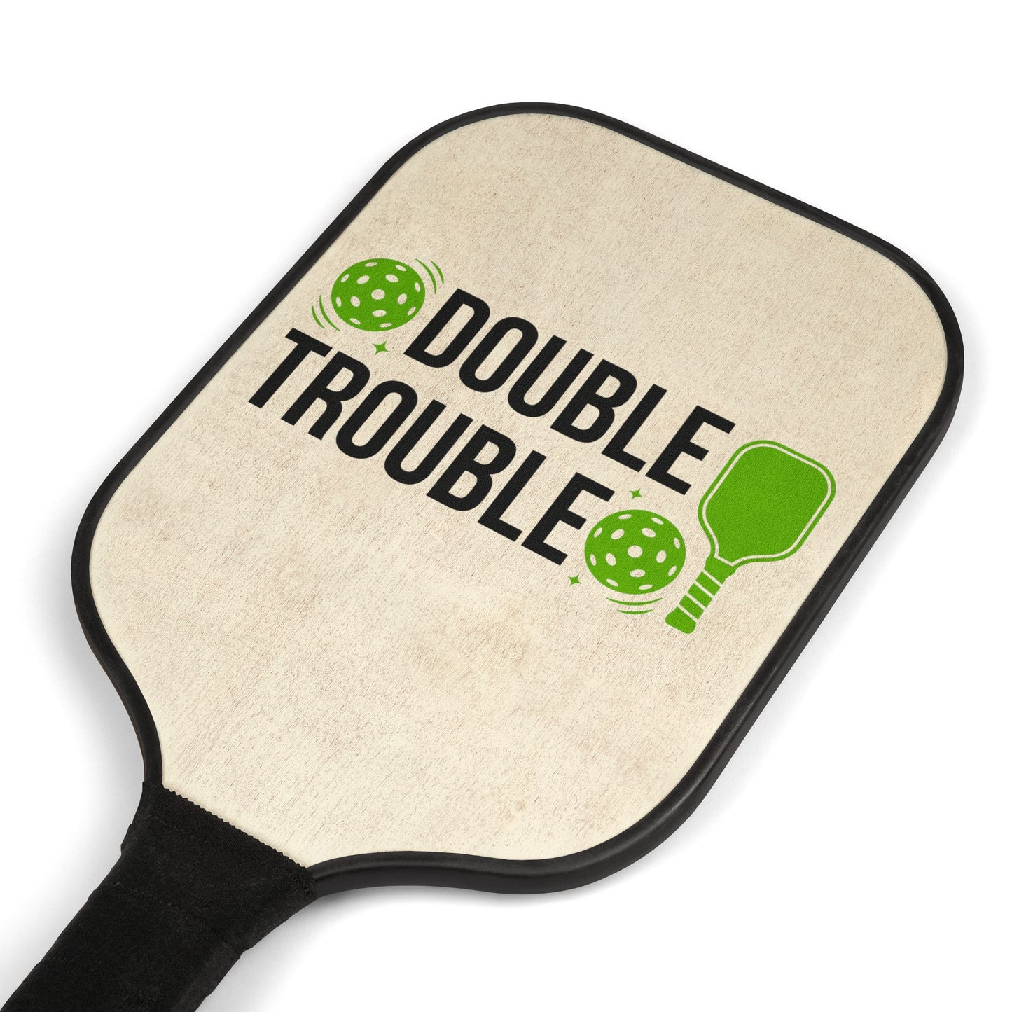 Double Trouble Pickleball Paddles Set — Funny Matching Pickleball Kit with Balls