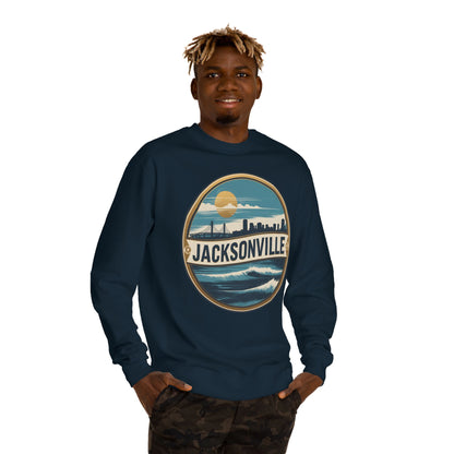 Jacksonville Coastal Crewneck Sweatshirt — Retro Beach Skyline
