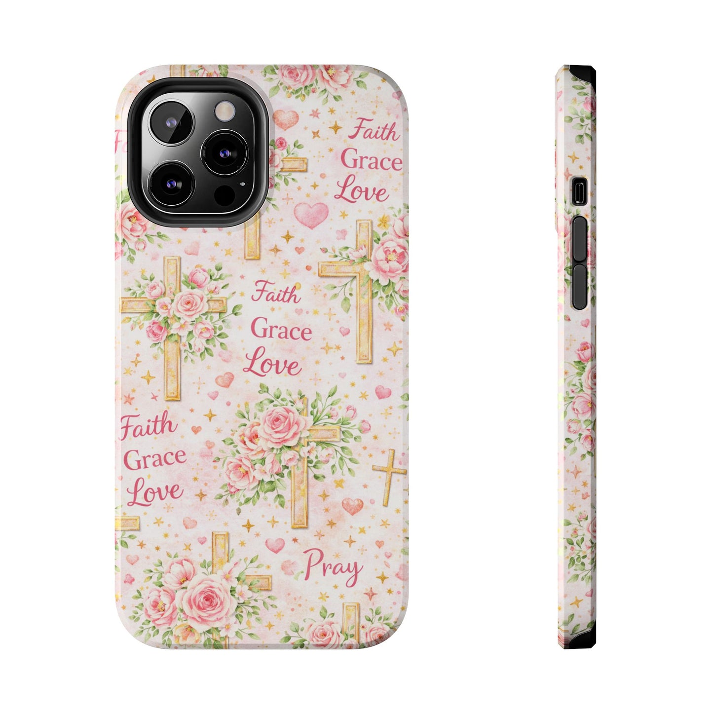 Faith Grace Love Cross Phone Case | Christian Floral iPhone Case