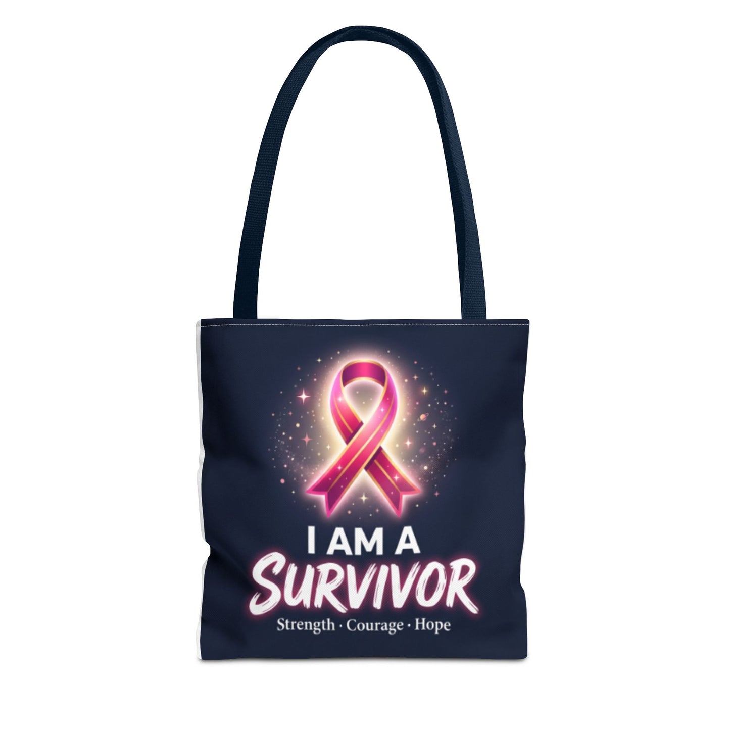 Survivor Ribbon Tote Bag — "I Am A Survivor" Breast Cancer Awareness Tote