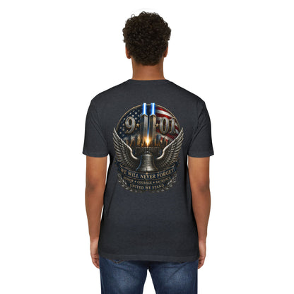 9/11 Never Forget Memorial T-Shirt — Twin Towers Tribute Tee