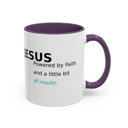 Christian Diabetes Coffee Mug – "Powered by Faith and a Little Bit of Insulin" Accent Mug (11/15oz)