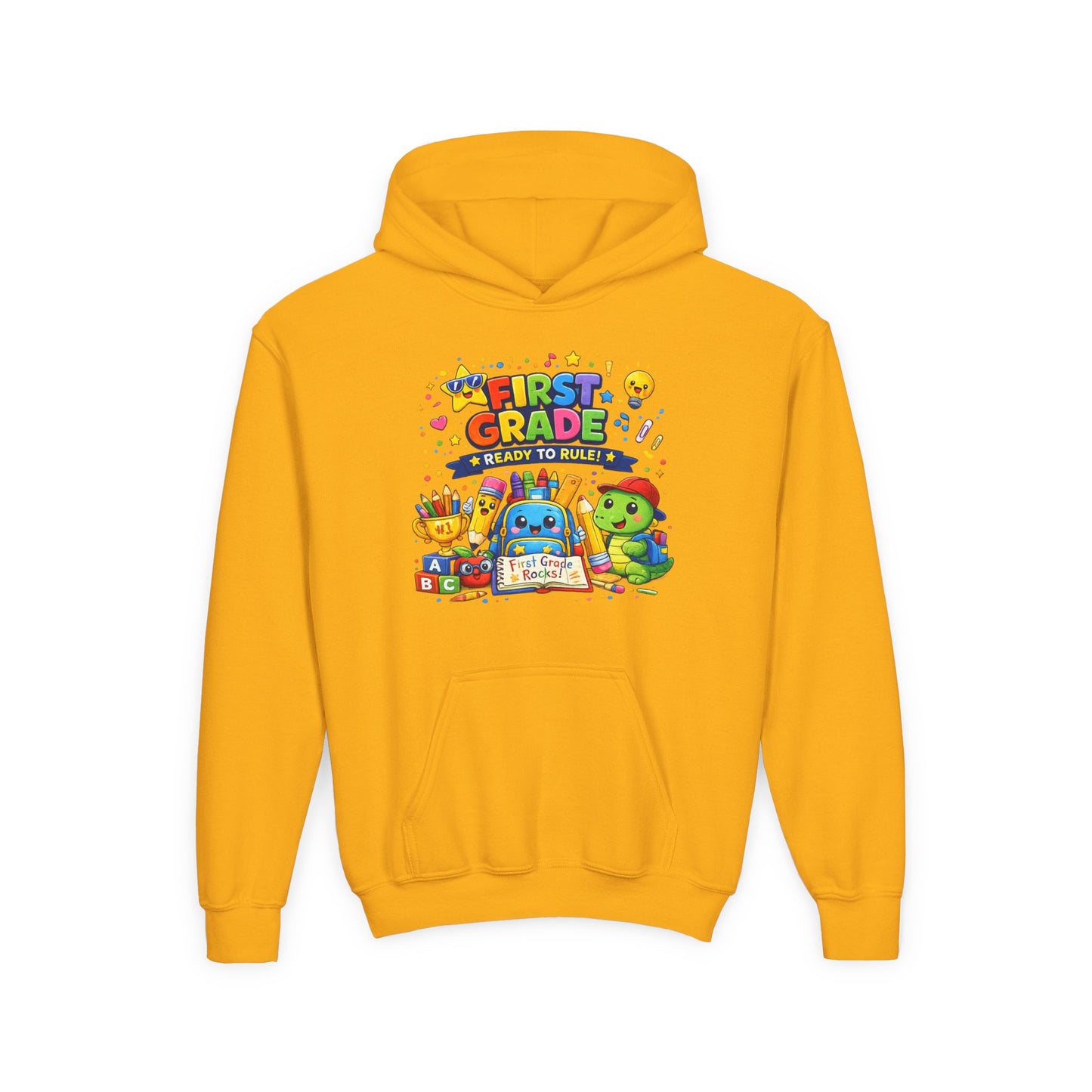 First Grade Hoodie - "First Grade Ready To Rule" Kids Back-to-School Sweatshirt