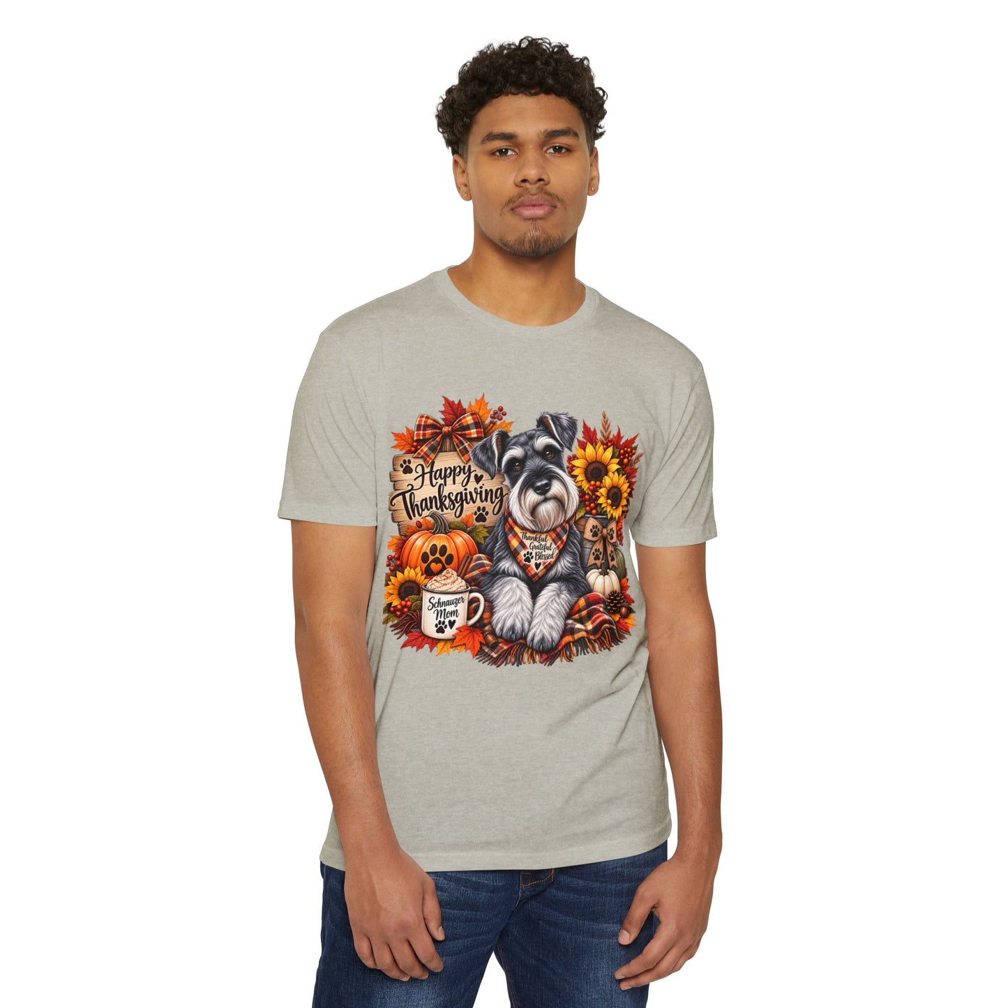 Thanksgiving Schnauzer T-Shirt — Happy Thanksgiving Fall Dog Tee