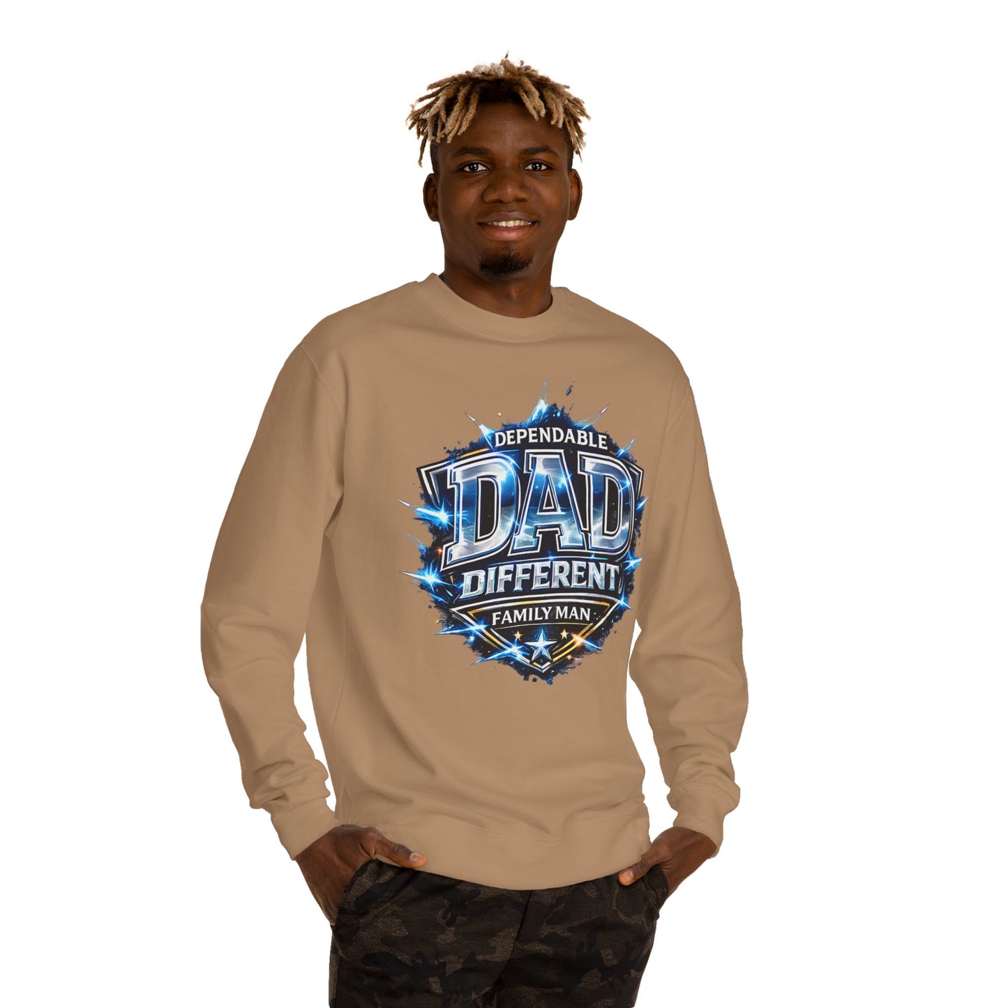 Dependable Dad Crewneck Sweatshirt - "Different Family Man" Graphic