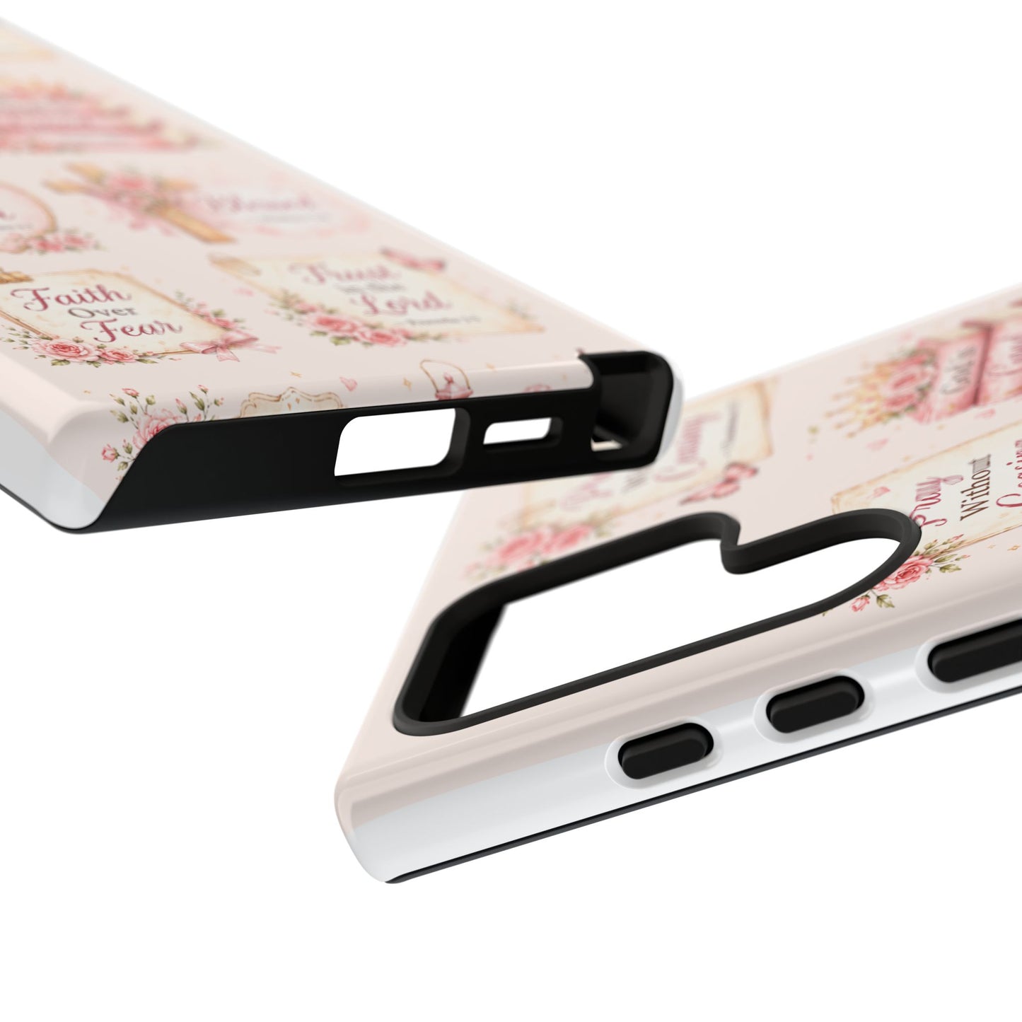 Christian Floral Phone Case — "Pray Without Ceasing" Faith Cross Design