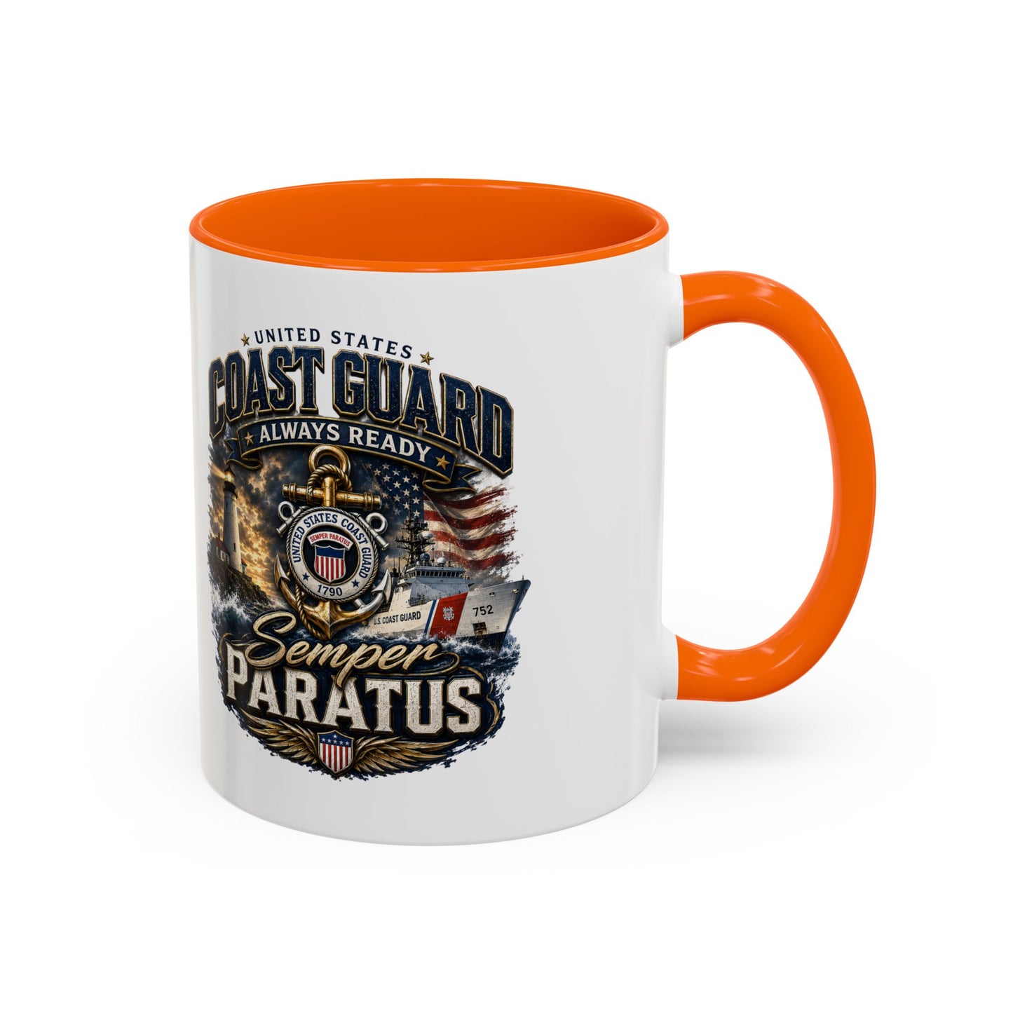 Coast Guard Semper Paratus Accent Coffee Mug – Patriotic Military Gift (11/15oz)