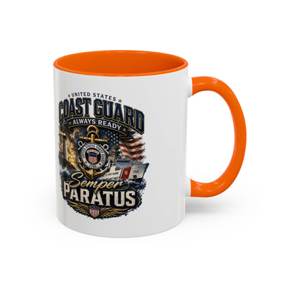 Coast Guard Semper Paratus Accent Coffee Mug – Patriotic Military Gift (11/15oz)