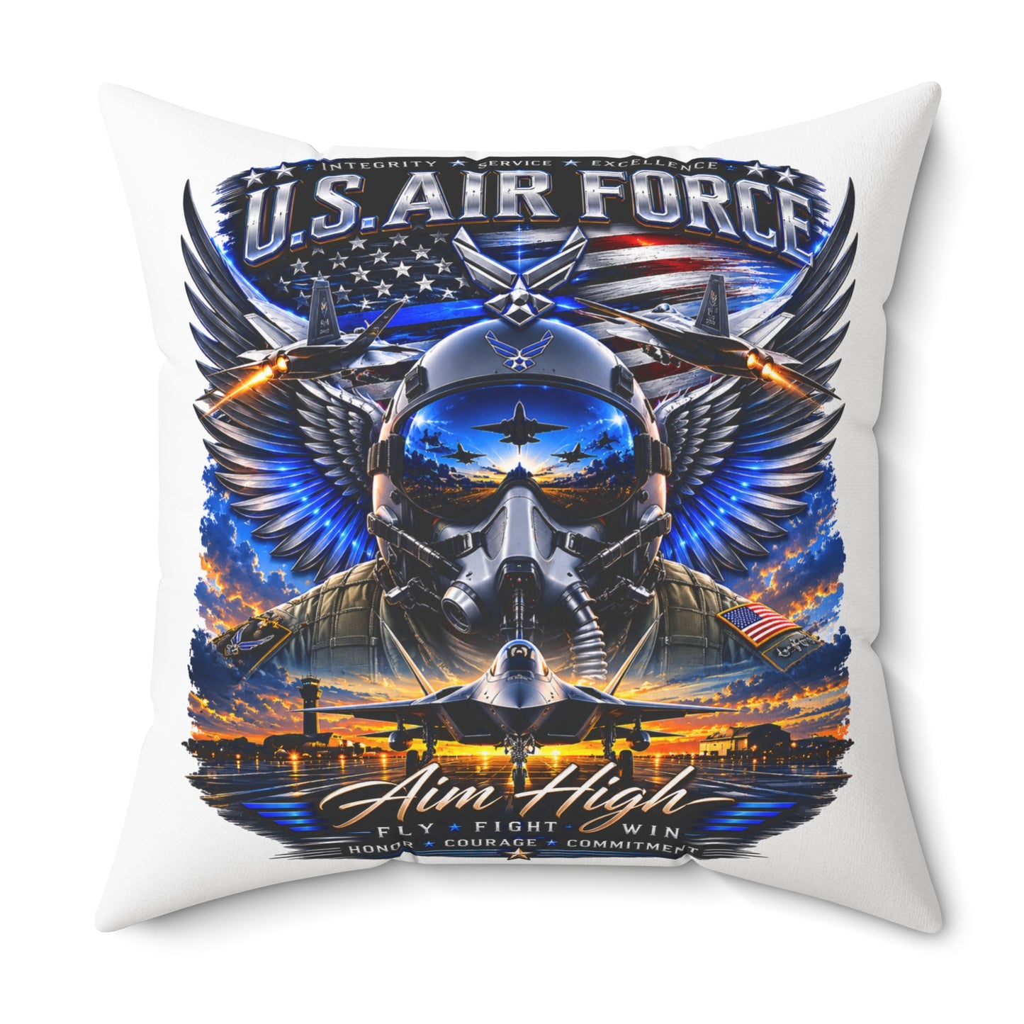 U.S. Air Force 'Aim High' Decorative Pillow — Military Aviation Throw Pillow
