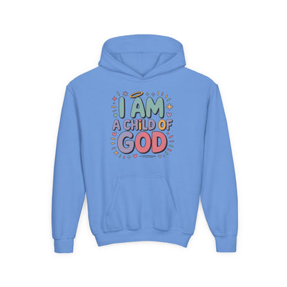 Youth Hoodie — "I Am a Child of God" Inspirational Kids Hooded Sweatshirt