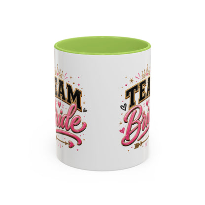 Team Bride Accent Coffee Mug — Pink & Gold Bachelorette Bridal Shower Gift (11/15 oz)