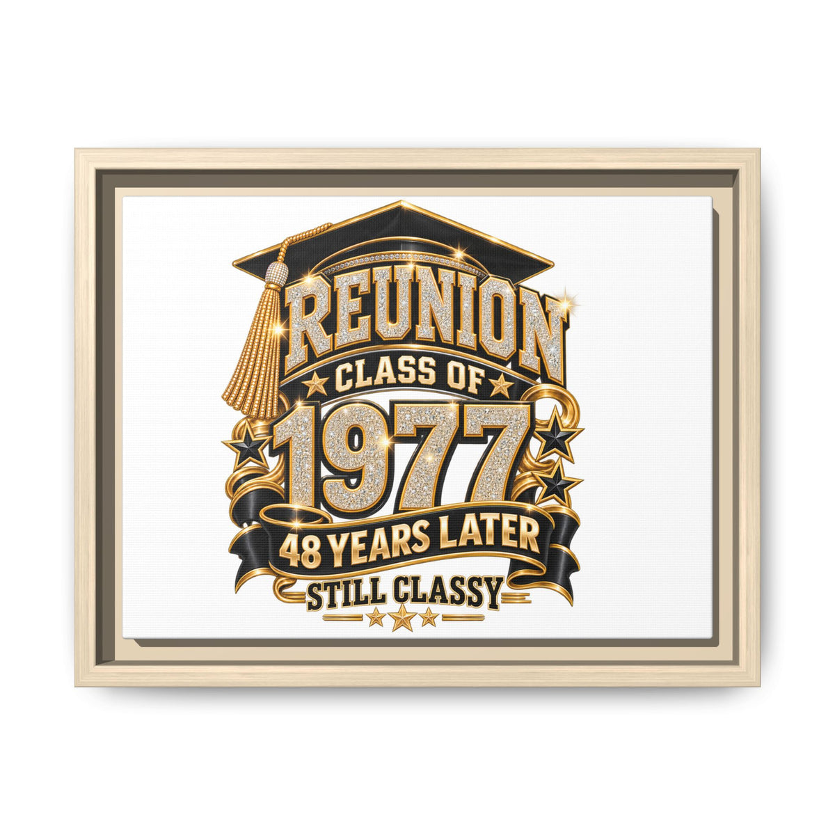 Reunion Class of 1977 Framed Canvas - "48 Years Later Still Classy"