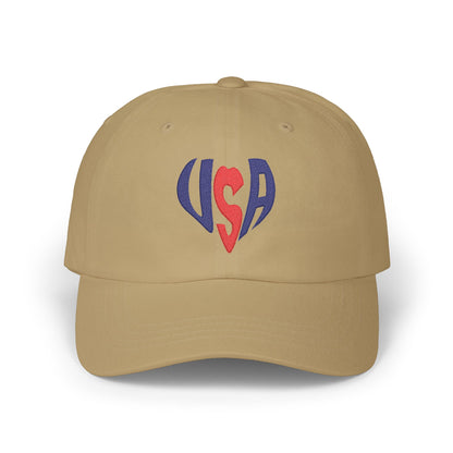 USA Heart Dad Cap — Patriotic Embroidered Baseball Hat
