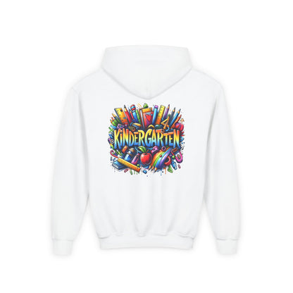 Kindergarten Kids Hoodie — Colorful School Supplies Back-to-School Sweatshirt