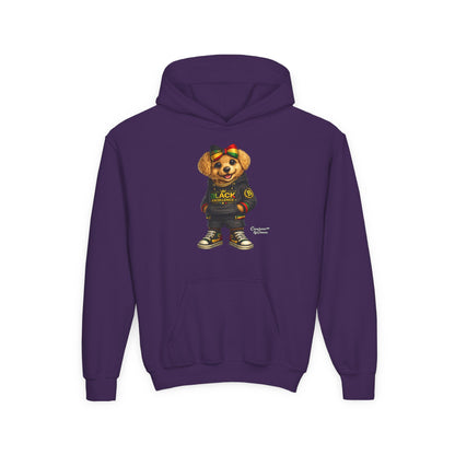 Youth Hoodie — Black Excellence Bear Graphic Sweatshirt (Kids)