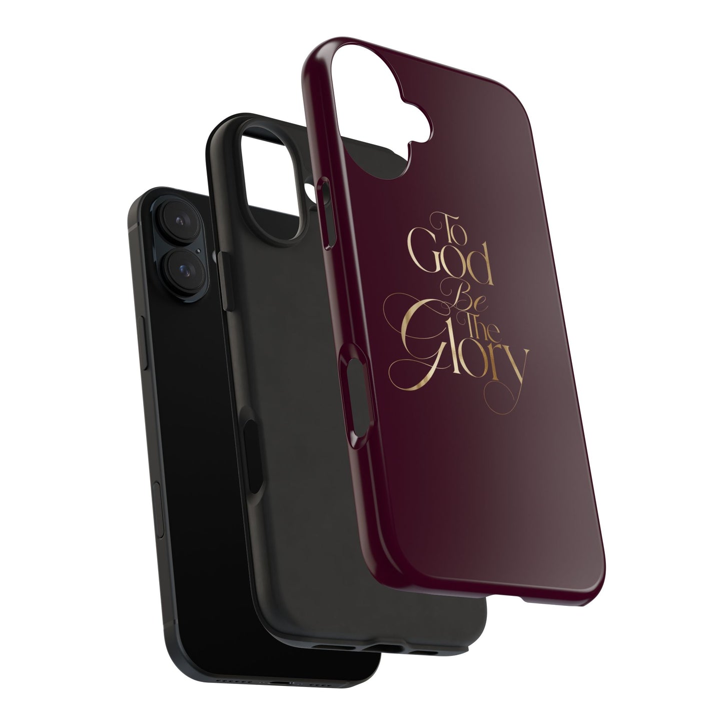 To God Be The Glory Tough Phone Case — Burgundy Gold Christian Scripture Cover