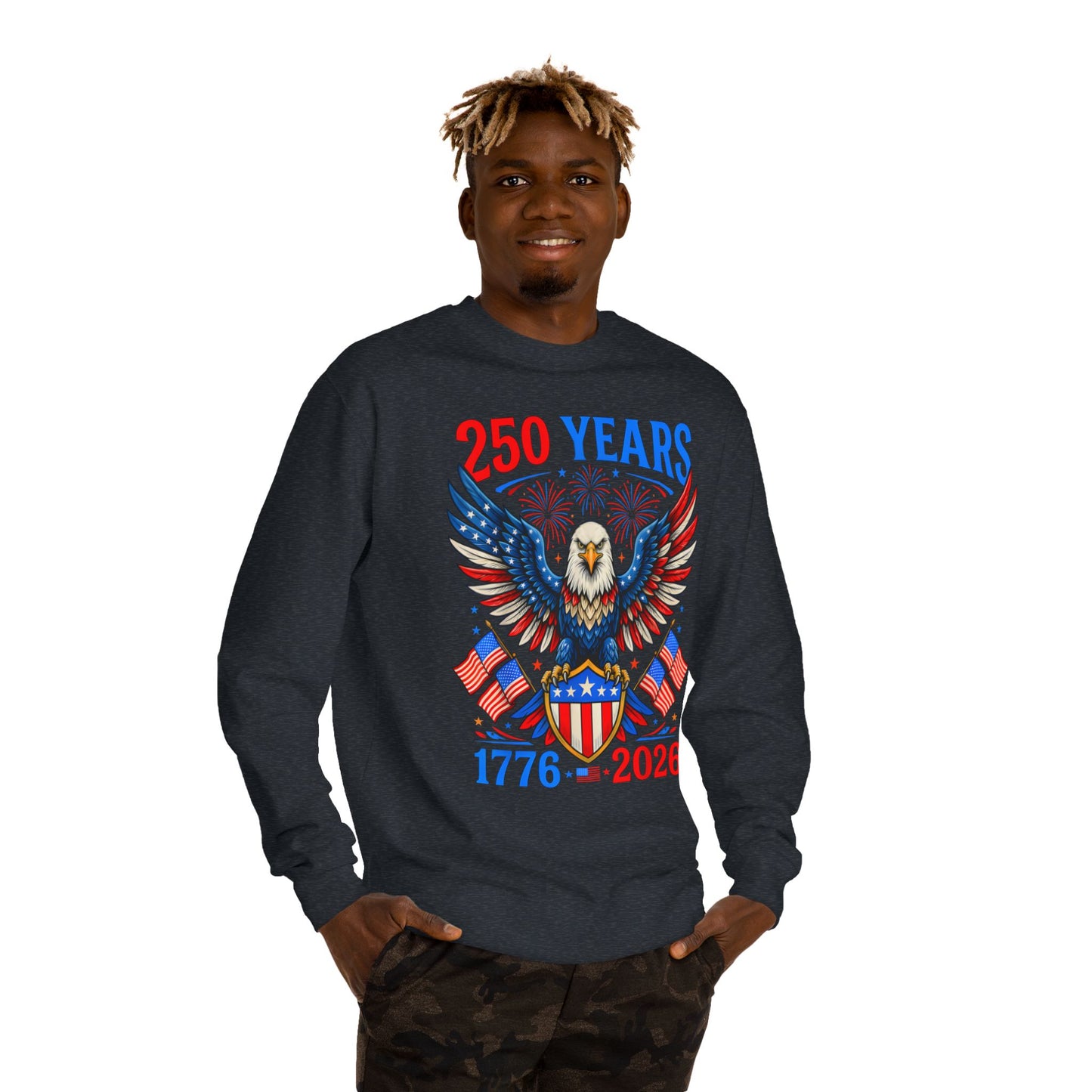 250 Years 1776–2026 Eagle Crewneck Sweatshirt — Patriotic 250th Anniversary
