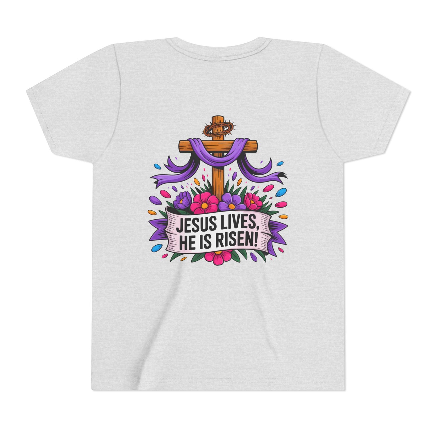 Youth Tee — "Jesus Lives, He Is Risen!" Easter Christian Tee