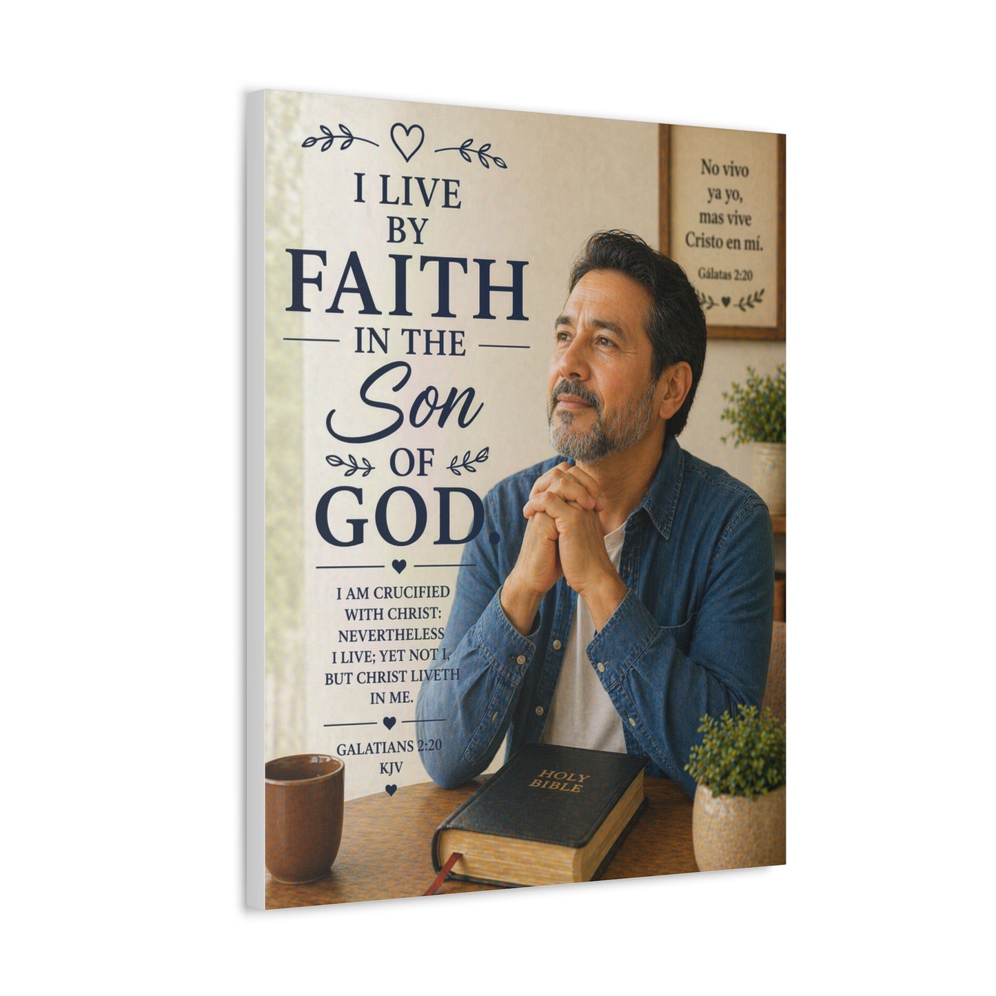 Faith in the Son of God Stretched Canvas — Inspirational Christian Wall Art with Galatians 2:20