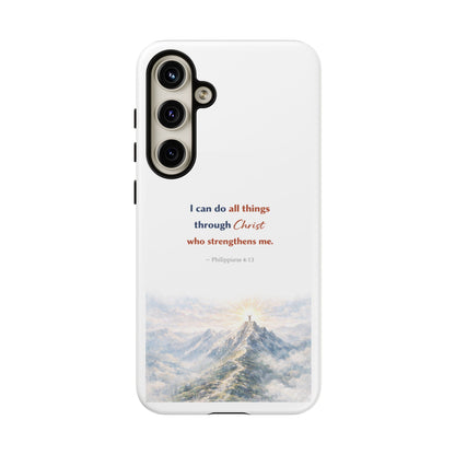 Christian Phone Case – “I Can Do All Things Through Christ” Inspirational Tough Case