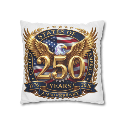 250th USA Anniversary Pillowcase – Patriotic Eagle 1776–2026 Decorative Throw Pillow Cover