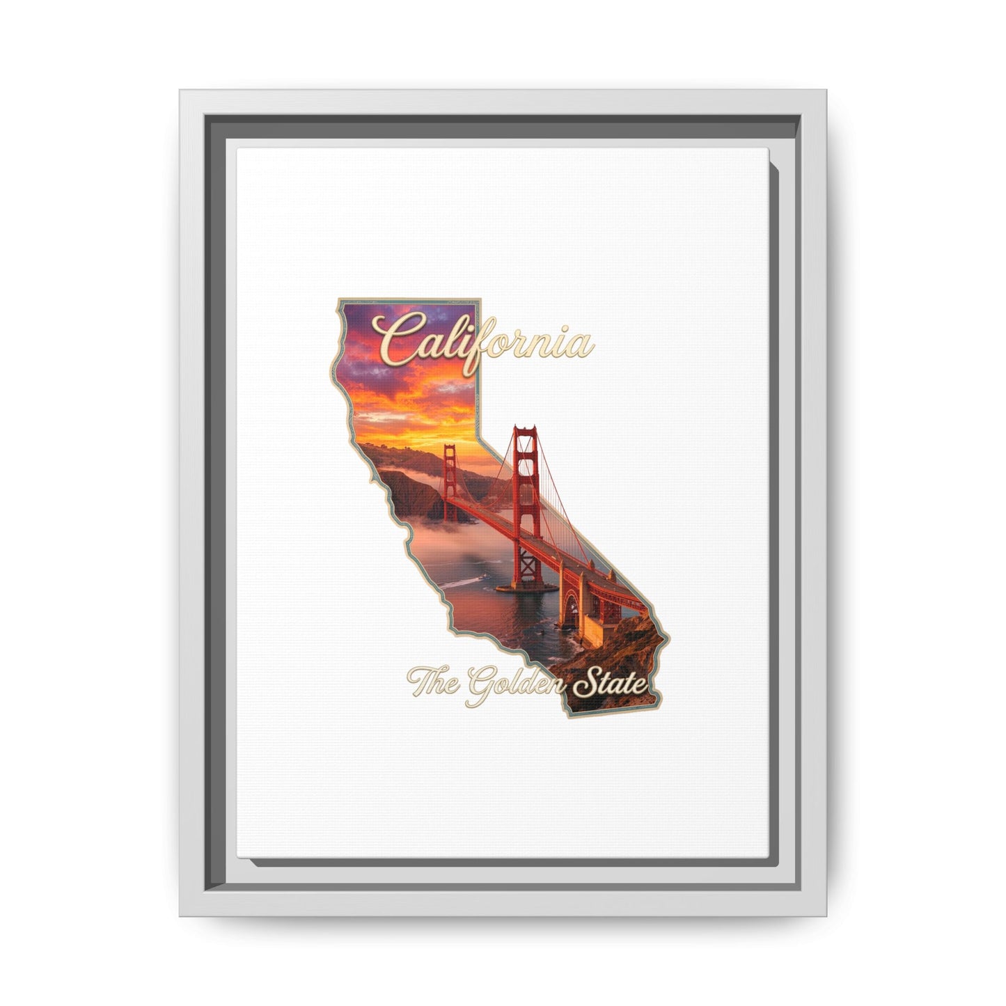 California Golden Gate Map Matte Canvas Print (Framed)