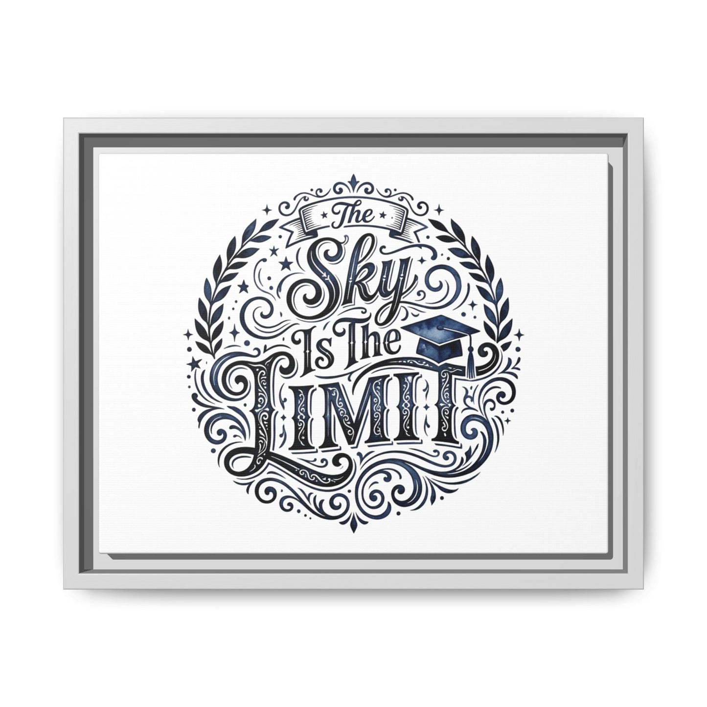 The Sky Is The Limit Framed Canvas — Inspirational Graduation Wall Art
