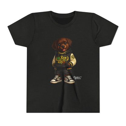 Youth Tee — 'Black History King' Puppy Graphic Shirt