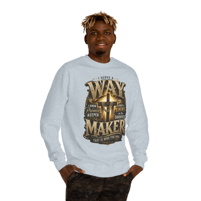 Way Maker Christian Sweatshirt — 'I Serve a Way Maker' Inspirational Crewneck