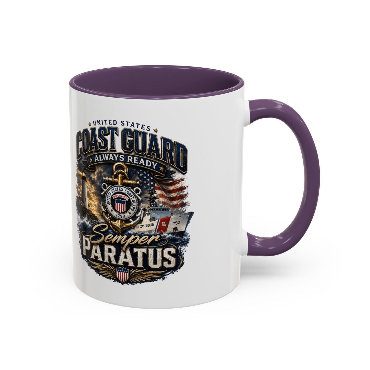 Coast Guard Semper Paratus Accent Coffee Mug – Patriotic Military Gift (11/15oz)