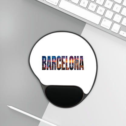Barcelona Photo Text Mouse Pad with Ergonomic Wrist Rest