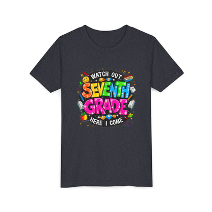 Seventh Grade Kids T‑Shirt — "Watch Out Seventh Grade Here I Come" Back‑to‑School Tee