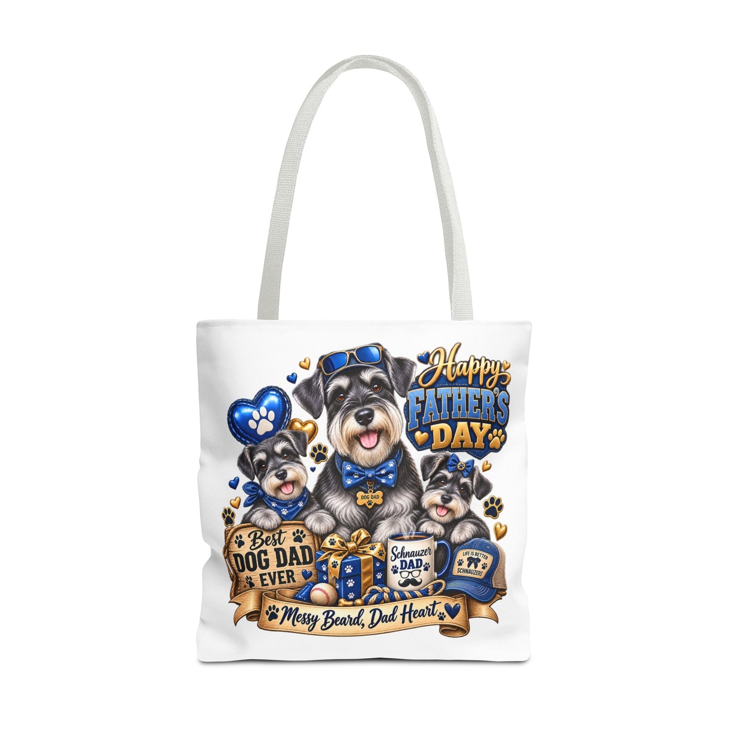 Father’s Day Dog Dad Tote Bag – “Happy Father’s Day” Schnauzer Design