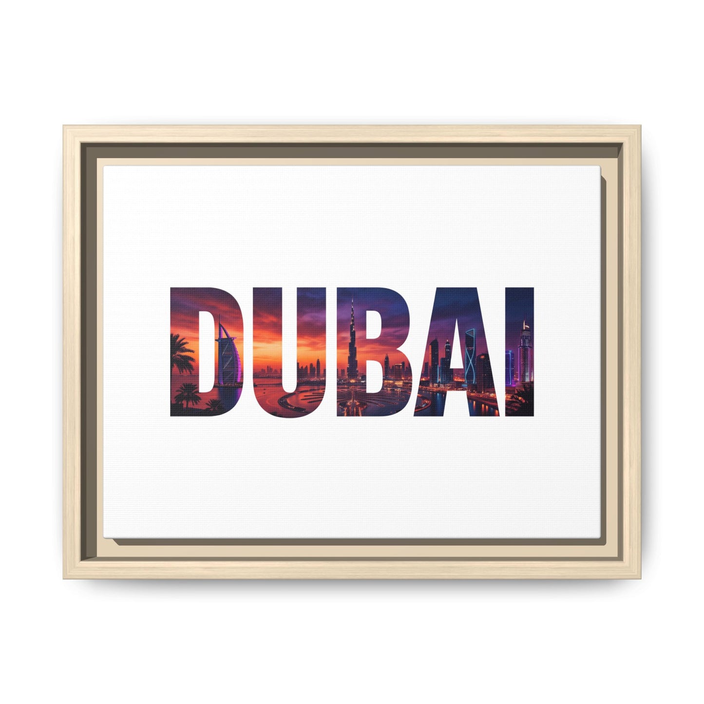 Dubai Photo-Text Matte Canvas Framed Wall Art