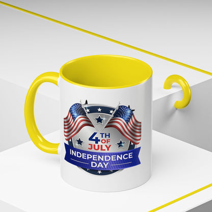 4th of July Independence Day Coffee Mug - Patriotic American Flag Accent