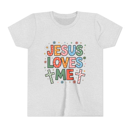 Youth Tee — "Jesus Loves Me" Colorful Christian Kids T-Shirt