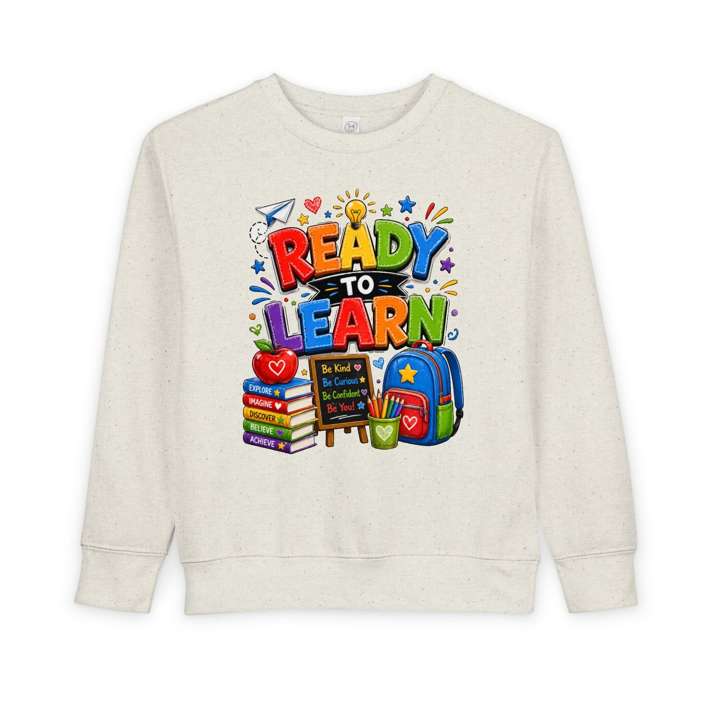 Ready to Learn Toddler Sweatshirt — Back to School Kids Crewneck
