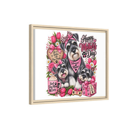 Happy Mother’s Day Schnauzer Canvas — Framed Matte Wall Art