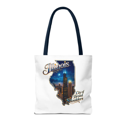 Illinois Skyline Tote Bag — "City of Broad Shoulders" Chicago Night Design