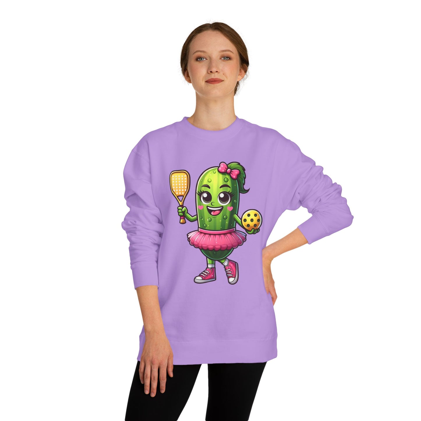 Pickle Paddle T-Shirt — Cute Pickle Playing Pickleball Crewneck