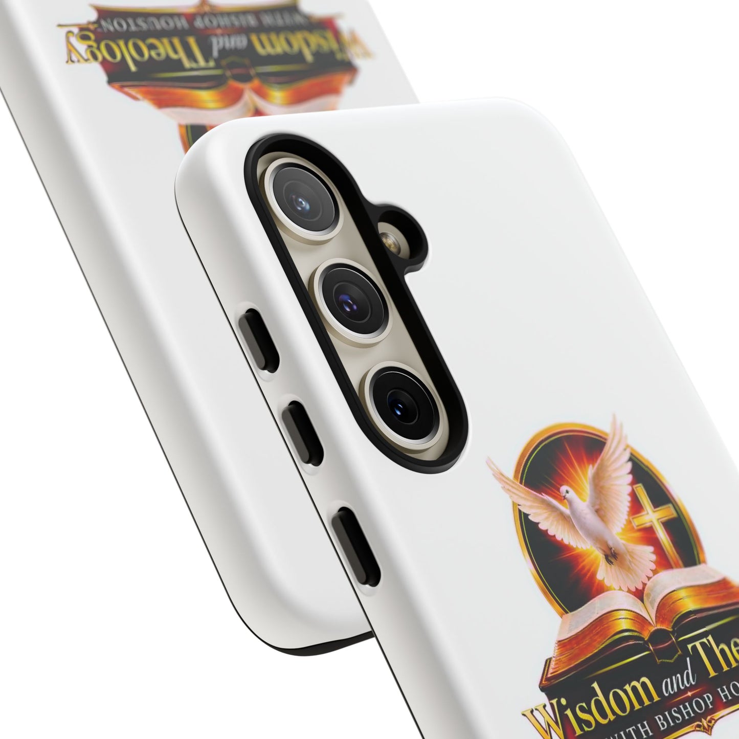 Wisdom and Theology Phone Case — Christian Dove & Cross Protective Tough Case