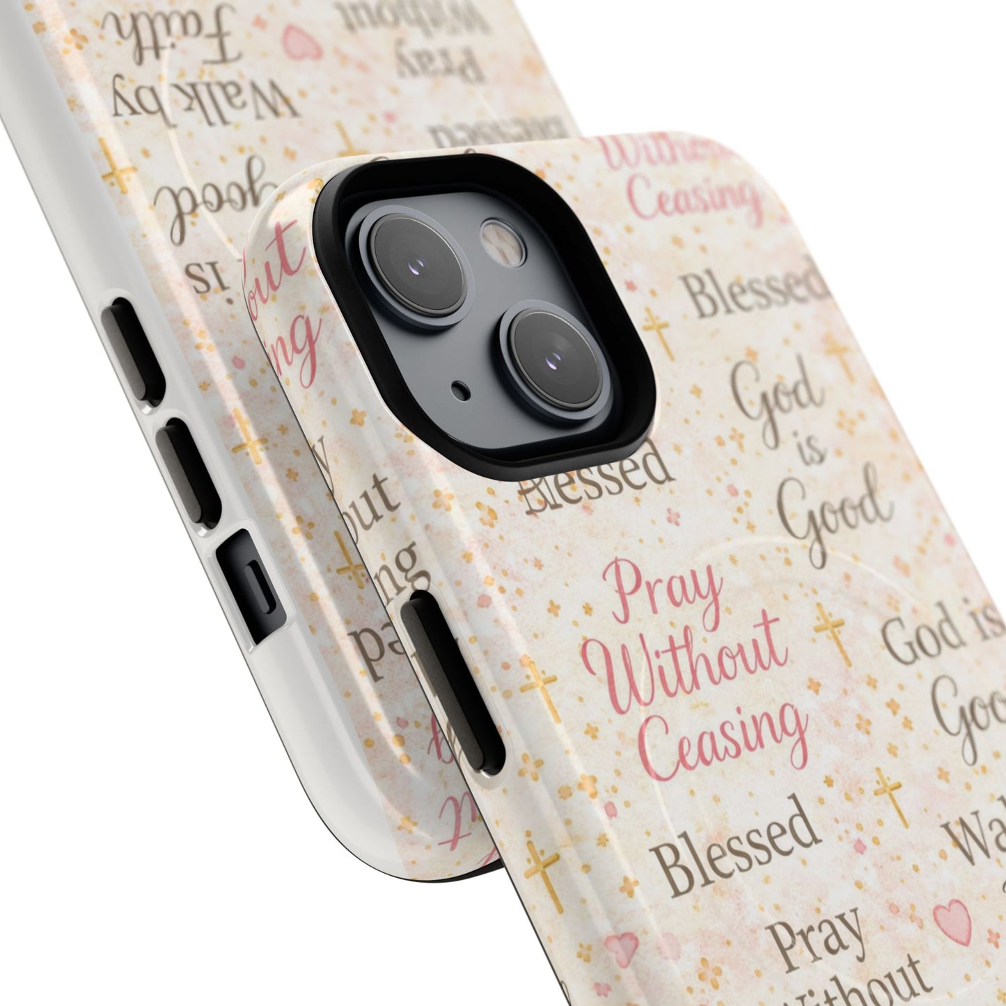 Christian Faith Magnetic Phone Case — "Pray Without Ceasing" Patterned Tough Case