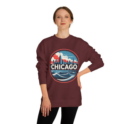 Chicago Skyline Crewneck Sweatshirt — Retro Cityscape Lakefront Design