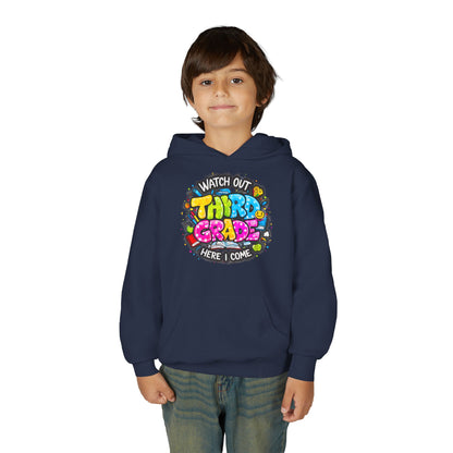Third Grade Hoodie — "Watch Out Third Grade Here I Come" Kids Back-to-School Sweatshirt